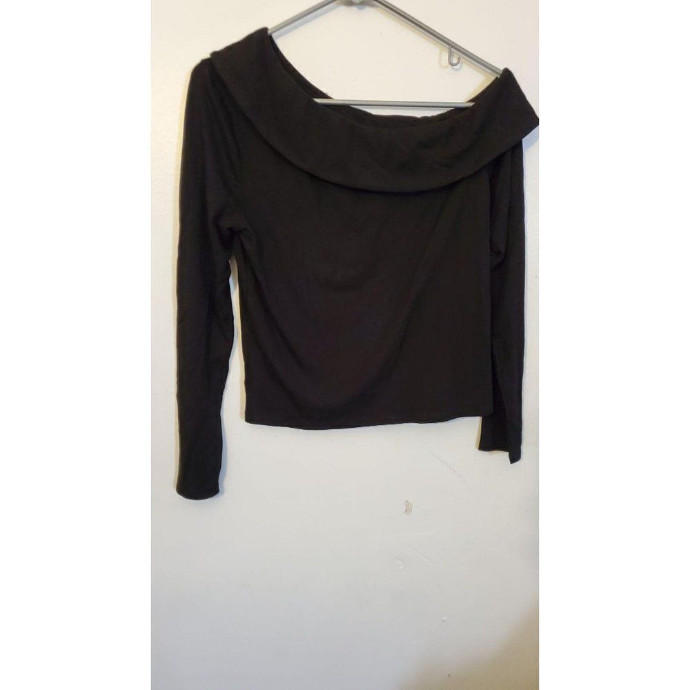 Becca x Bar III Long Sleeve Off Shoulder Top Black